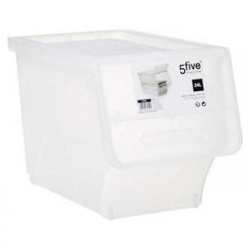 Caja de Plástico Transparente con Apertura Frontal 24L - L28,5 x P45,5 x H31 cm