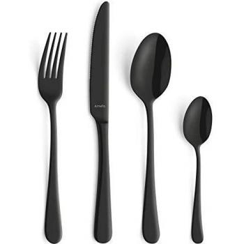Amefa Juego de cubiertos Austin 24 piezas para 6 personas Negro mate con revestimiento de acero negro