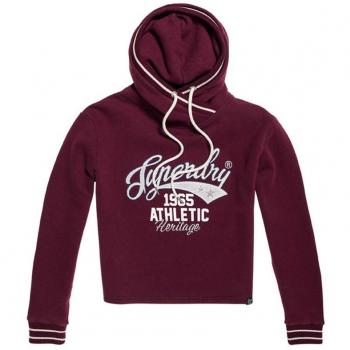 Superdry Playoff Crop Hoodie, suéter para Mujer, Rojo
