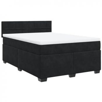Cama box spring con colchón de muelles negro 140x200 cm en terciopelo