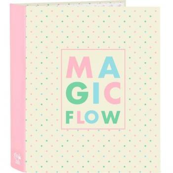Carpeta Folio 4 Anillas 35mm Lomo Ancho Glowlab Magic Flow 27x33x6cm Safta