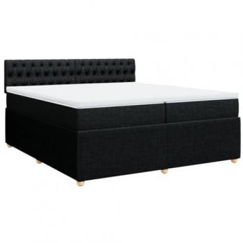 Cama box spring con colchón tela negro 200x200 cm Vidaxl 292207