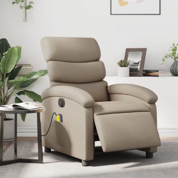 Sillón de masaje eléctrico reclinable de cuero sintético color capuchino con funciones de masaje