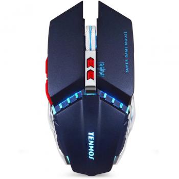 TENMOS T12 Raton Inalambrico Gaming, 2.4G USB LED Recargable Ratón Inalámbrico silencioso óptico,Mango Ergonómico,3 dpi Ajustable,7 Botones para Mac/PC/Portatil/Ordenador