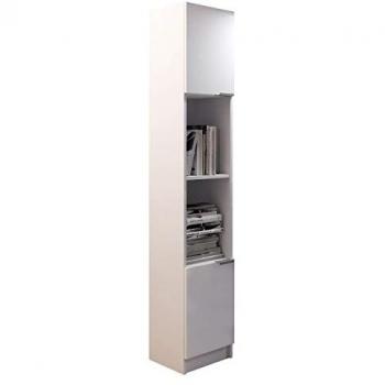 Estantería Dover 112 con puertas, Aglomerado laminado, Blanco, 183x32x29cm