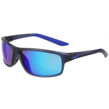 Nike Rabid 22 M Unisex Sunglasses - Full-Rim Square Frame, Black with Blue Mirrored Lenses, Size: 62 MM