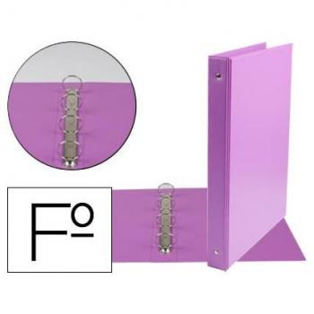 Carpeta de plástico con 4 anillas de 25 mm liderpapel tamaño folio en color lila