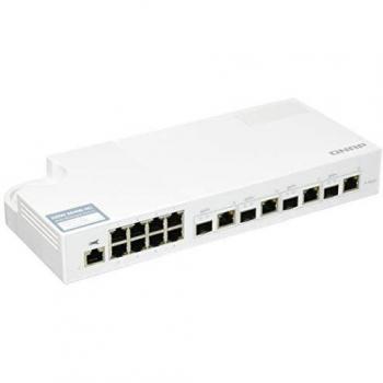 QNAP QSW-M408-4C 12-Port Network Switch - 8x 1GbE & 4x 10GbE SFP+/RJ45 Combo Ports, White
