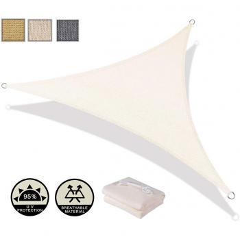 AXT SHADE Toldo Vela de Sombra Triangular 5 x 5 x 5 m, protección Rayos UV y HDPE Transpirable para Patio, Exteriores, Jardín, Color Beige