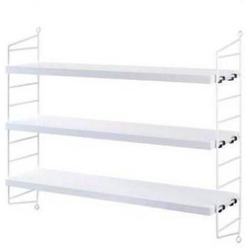 Estantería de Pared String Pocket Blanca - MDF y Acero, 60cm x 15cm x 50cm