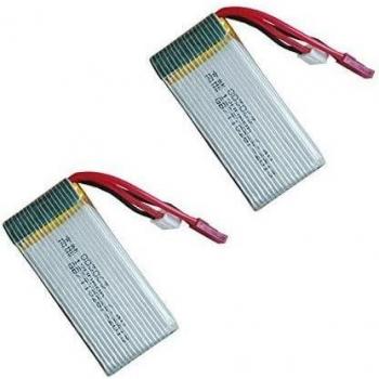 Juego de 2 Baterías LiPo 7.4V 1200mAh Recargables para Drone MJX X101 - Alta Capacidad, Plata, Dimensiones 68x30x18mm, Peso 64.5