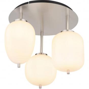 Plafón de Techo Blacky I, Níquel/Opal, Ø 46 cm, 3 Luces, Cristal