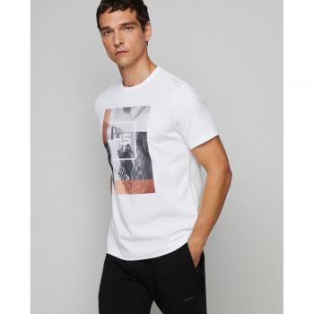 Camiseta de Hombre Hackett Blanca de Manga Corta HS Graphic 2024, Casual, Algodón