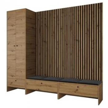 Conjunto de Recibidor Hartford 484, Aglomerado Laminado con Tapiz, 206x230x44cm