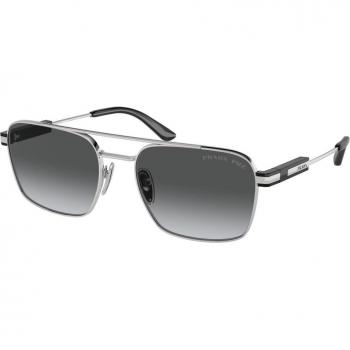 Prada PR 67ZS Polarized Sunglasses Unisex Pillow Silver 1BC5W1 Size 56