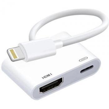 Adaptador Lightning a HDMI y USB-C Hembra 1080p Max Excell Blanco