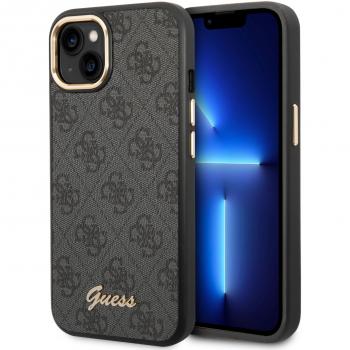 Guess Funda Carcasa Outline Script para iPhone 14 Plus Gris, modelo GUHCP14MHG4SHK, compatible con iPhone 14 Plus de 6.7 pulgadas, diseño elegante y moderno, protección contra caídas