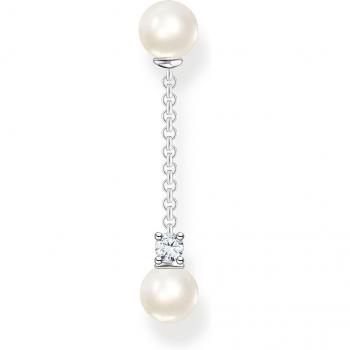 Thomas Sabo Charming Sterling Silver Delicate Pearl Drop Single Earring H2212-167-14 - Sterling Silver / Pearl / Zirconia Female