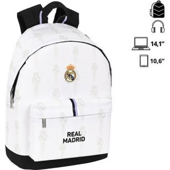Mochila Real Madrid Blanca 40cm Portátil 14' Safta 31x41x16cm
