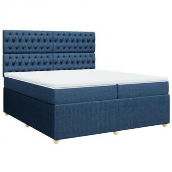 Cama box spring con colchón tela azul 200x200 cm Vidaxl Azul