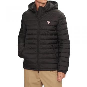 Guess Men's Regular Fit Black Nylon Hooded Puffer Jacket Size XL