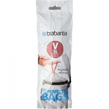 Brabantia Código V Bolsas de Basura Formato Rollo, Blanco, 3 L, 20