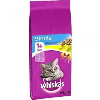 Whiskas 1+ Sterile Chicken Dry Cat Food - 28 kg (2 x 14 kg) Bulk Pack