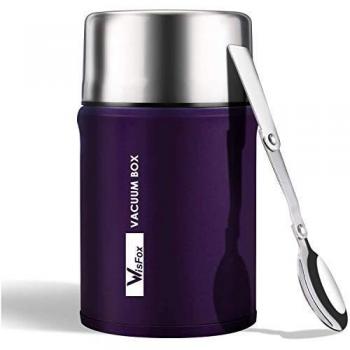Termo Para Comida 750 ml, WisFox Termos Fiambrera Portátil Comida Food Flask Beber y Sopa de Los Niños y Las Comidas de Adultos - Púrpura