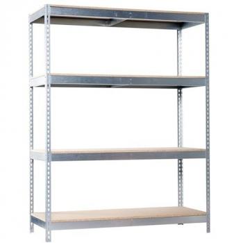 Estantería metálica de almacenaje SimonRack, 2000x1500x450 mm, 4 baldas de madera, soporta 600 kg de punto de flexión por balda, acabado galvanizado/madera