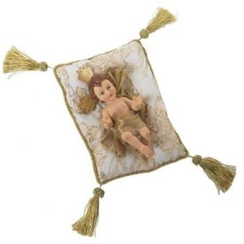 Figura Decorativa Niño Jesús Plástico Dorado 12 x 15 x 23 cm Cojín Alexandra House Living