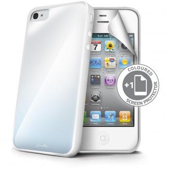Celly Sunglasse - Carcasa con protector de pantalla para Apple iPhone 4/4S, color blanco