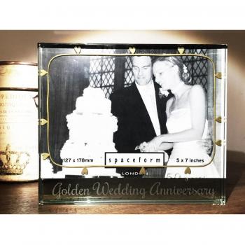 Spaceform - Gran Paisaje Marco de fotos dorado corazones bodas de oro 5 x 7 2064