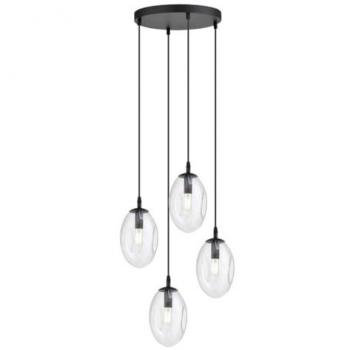 Lámpara de Suspensión Astral EPIKASA, Acero Negro con Recubrimiento de Polvo y Vidrio, 40x100x40 cm