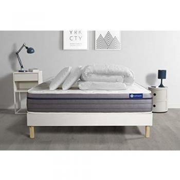 Colchón Actisom 200x200 cm con látex y espuma viscoelástica, altura 26 cm, color blanco, incluye almohadas