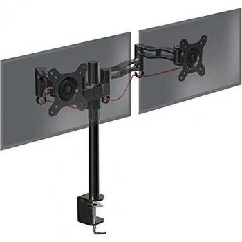 Duronic DM352 BK Brazo para Monitor doble de 13 a 27 y 8 kg por Pantalla | Altura ajustable de 40cm y Cabezal VESA 75 y 100 Giratorio e Inclinable ±15° | 2 Brazos Extensibles y Giratorios hasta 36cm