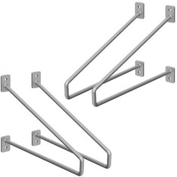 Set de 4 Soportes de Estante 265 mm Plateados de Acero Estilo Industrial en Forma de A para Balda, Repisa o Estantería Flotante
