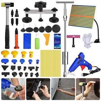 PDR Kit abolladuras Coche, con Barra en T 2 en 1 y Extractor de abolladuras en Puente, Herramientas de reparación de carrocería sin Pintura, para Reparar Golpes en automóviles