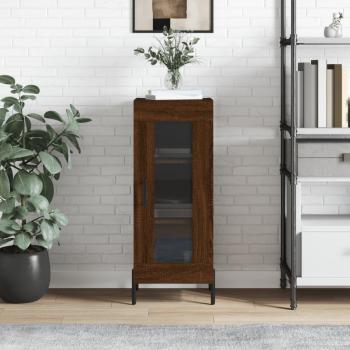 Aparador de madera de ingeniería 34,5x34x90 cm en color marrón roble, mueble de almacenaje para salón, buffet y armario auxiliar