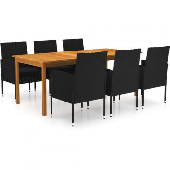 vidaXL Juego de comedor para jardín de 7 piezas negro