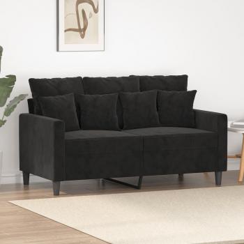 120 cm Black Velvet 2-Seater Sofa