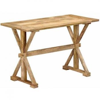 vidaXL Madera Mango Maciza Mesa de Comedor Auxiliar Salón Sala Estar Centro Mobiliario Decoración de Muebles Casa Hogar Oficina Despacho 140x70x76 cm