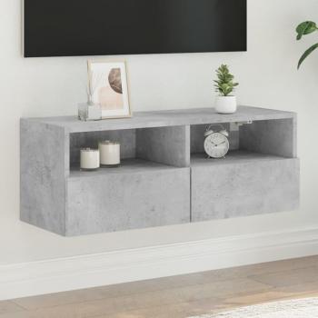 Gabinete de pared para TV de madera de múltiples capas gris concreto 80x30x30 cm