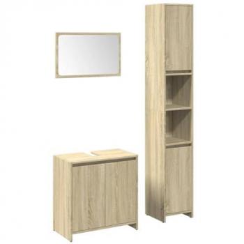 Set de muebles de baño 3 pzas madera contrachapada roble Sonoma