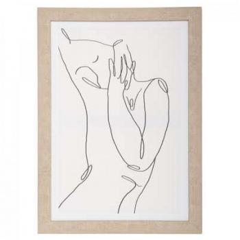 Cuadro impreso en lienzo con marco de madera, siluetas de personas, 50x70 cm