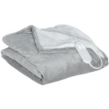 Manta Eléctrica Grande HOMCOM 180x130 cm, Tejido Suave, 10 Niveles de Temperatura, Temporizador, Lavable a Máquina, Protección contra Sobrecalentamiento, Pantalla LED, Gris