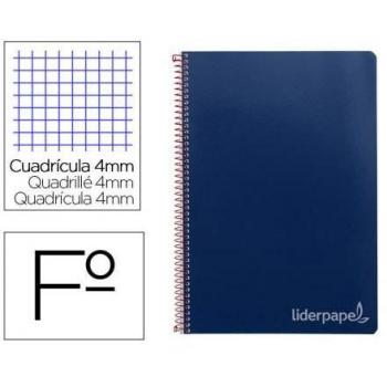 Cuaderno Espiral Liderpapel Witty Tamaño Folio 80 Hojas Tapa Dura Cuadrícula 4mm Papel 75g/m² Con Margen Color Azul Marino Ref.09793