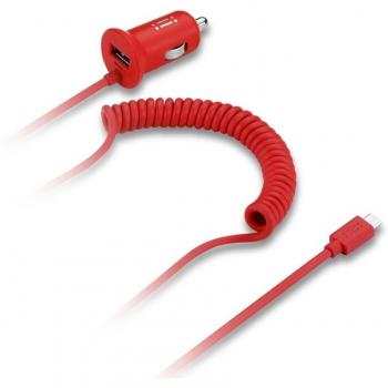Aiino AIAB1U24AMCR-RD - Cargador de móvil para coches 1USB 2.4A incluye Cable Micro USB 1,2m, color rojo