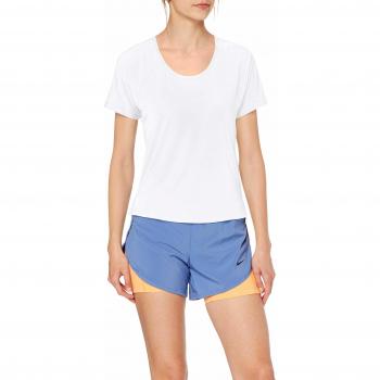 Nike W Nk Miler Top SS Breathe Camiseta de Manga Corta, Mujer, White/