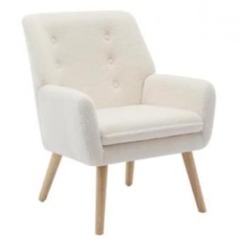 Sillón de tela rizada blanco SERINO