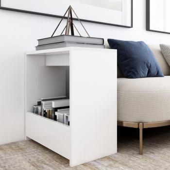 Mesa auxiliar de madera contrachapada blanca 50x26x50 cm